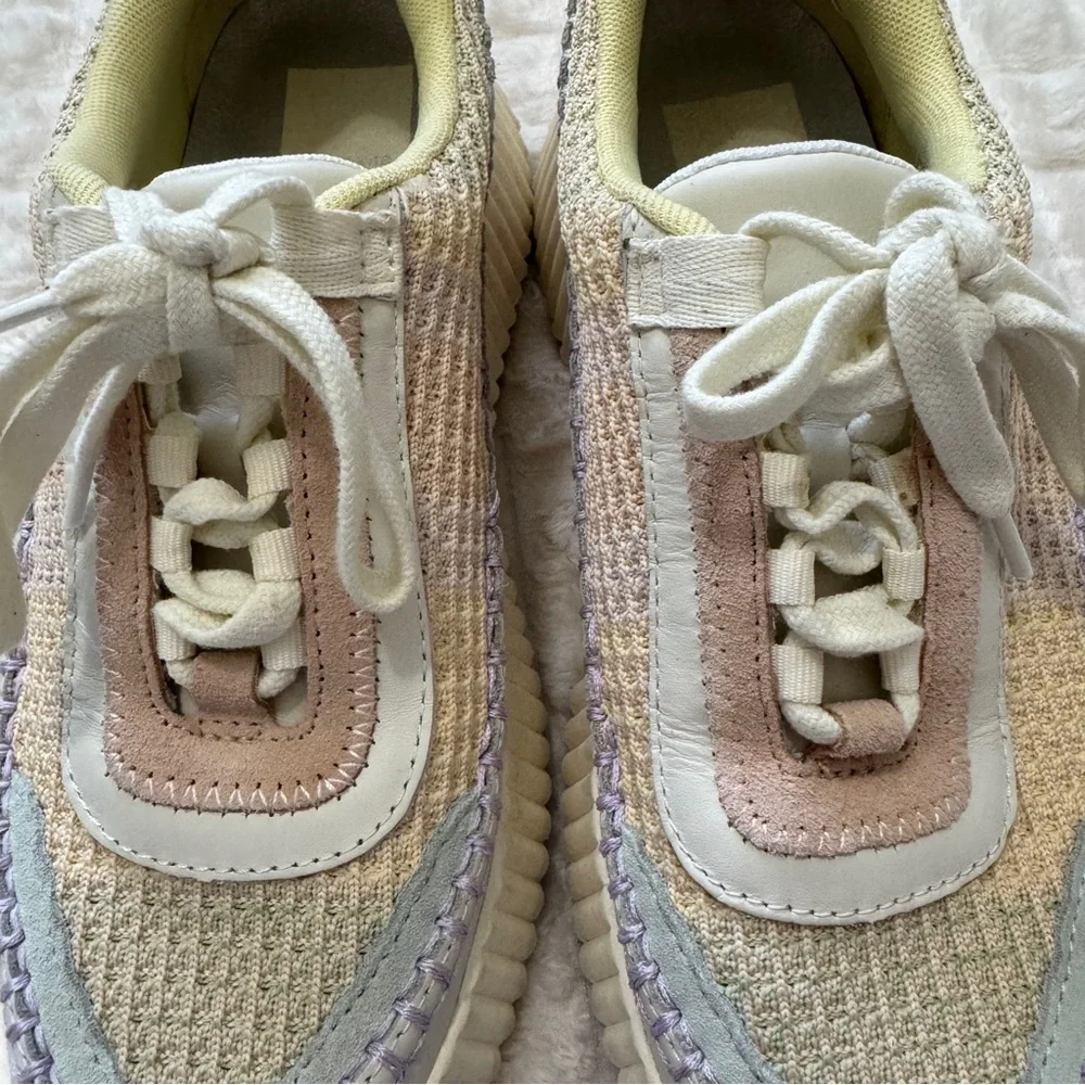 Dolce Vita‎ 7.5 Dolen Lace Up Sneakers Shoes ~ Pastel Rainbow Platform